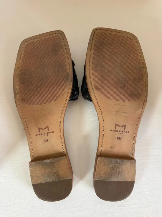 Marc Fisher Black Braided Slide Sandals - Women - Picture 2 of 4